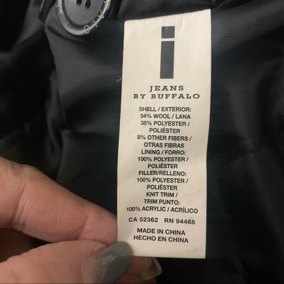 I JEANS by BUFFALO Charcoal Gray Wool-Blend Dual Layer Pea Coat - Picture 13 of 13